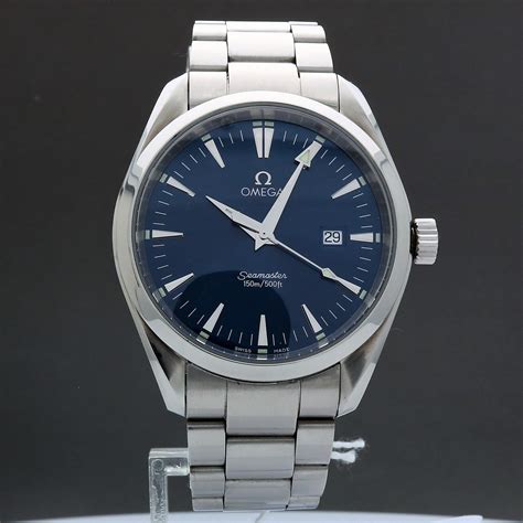 omega seamaster aqua terra quartz blue dial ref 2517.80|Omega Seamaster date watch.